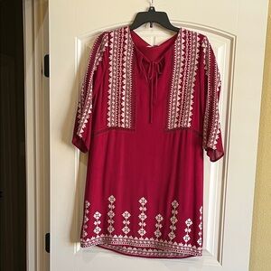 Alya Burgundy Blouse/Tunic with cream Embroidery
